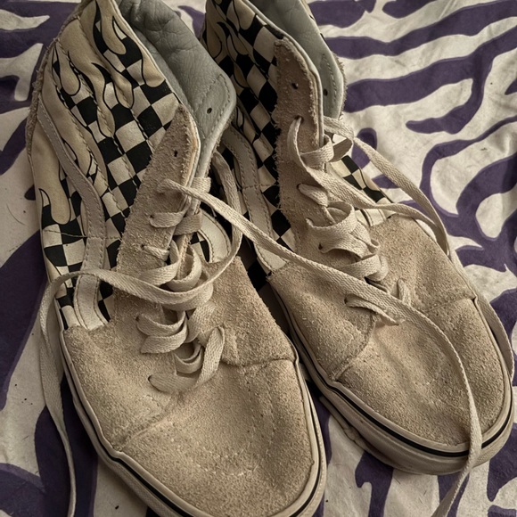 Vans Checkered High-Top Sneakers with Flame Design - Picture 1 of 3